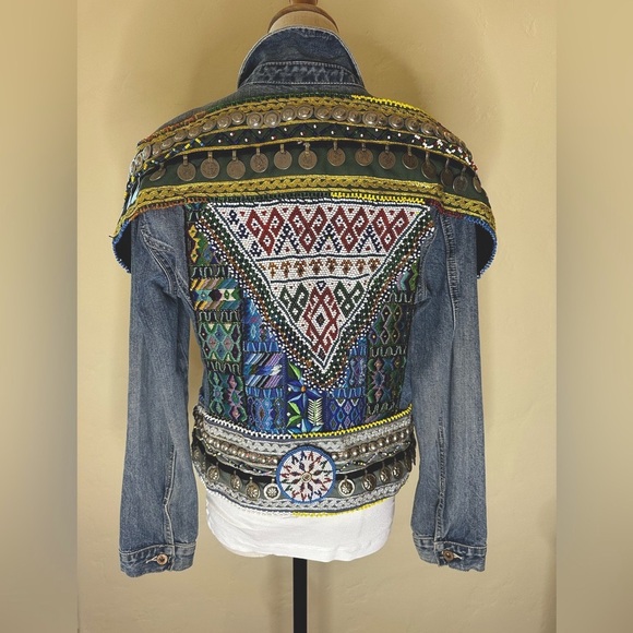 GAP Jackets & Blazers - Amazing custom Beaded & embroidered Boho denim jacket Size Medium